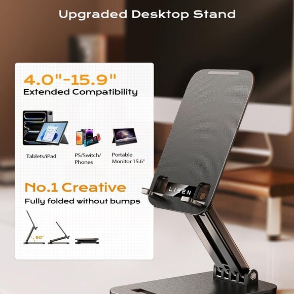 Tablet Stand for iPad Stand Holder Desk, Foldable Home Office Desk Accessories - Picture 2 of 6